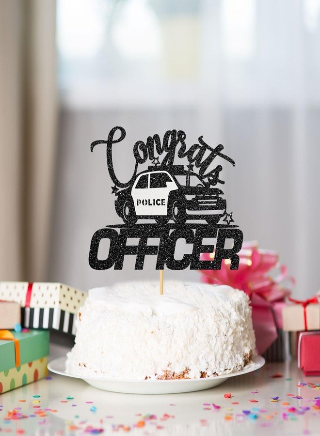 INNORU Congrats Officer Cake Topper, Future Police Officer Cake Decor Police College School Grad 2025 Police Academy Graduation Party Supplies Black Glitter - Image 5