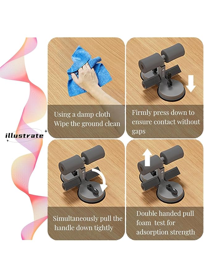 X spring Sit Up Bar For Floor Adjustable Abdominal Sit Up With Tension Rope Double Self Suction Portable Sit Up Exercise Core Strength Muscle Training Sit Up Assistant Device For Home Exercise - Image 4