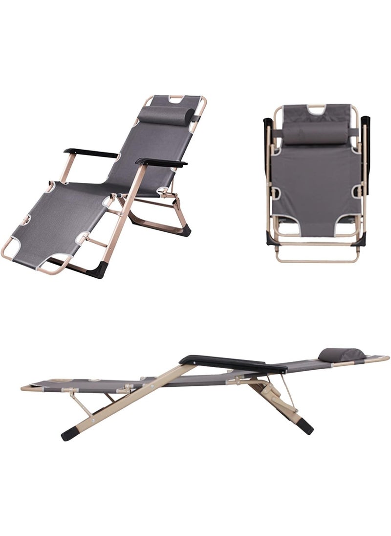 Generic - Outdoor Recliner,Folding Chair,Lounge Chair,Camping Chair,Beach Chair,Adjustable Chair for Camping Picnic Pool Beach Backyard (Grey) - Image 1