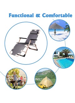 Generic Outdoor Recliner,Folding Chair,Lounge Chair,Camping Chair,Beach Chair,Adjustable Chair for Camping Picnic Pool Beach Backyard (Grey)  - Image 4