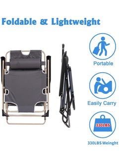Generic Outdoor Recliner,Folding Chair,Lounge Chair,Camping Chair,Beach Chair,Adjustable Chair for Camping Picnic Pool Beach Backyard (Grey)  - Image 5