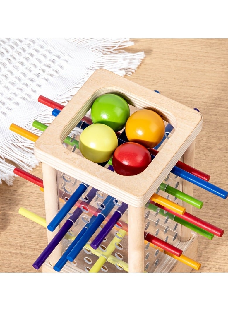 لعبة تعليمية خشبية تفاعلية للأطفال من سن 3 إلى 8 سنوات - لعبة ملونة لتنمية المهارات المعرفية مع ألغاز وعصي ثنائية المستوى، وتدريب على التركيز، هدية عيد ميلاد مثالية للأولاد والبنات - Image 1