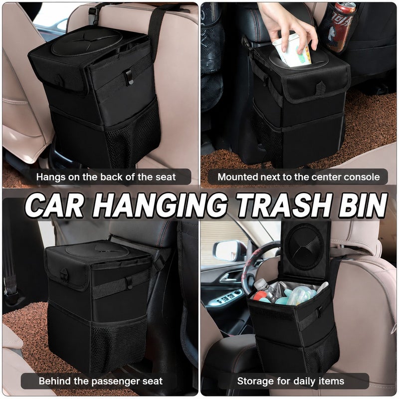 general Car Trash Can, Multifunctional, Washable Oxford Cloth, Foldable, Hanging, Flip Lid, Waterproof Car Storage  Organizer - Image 1