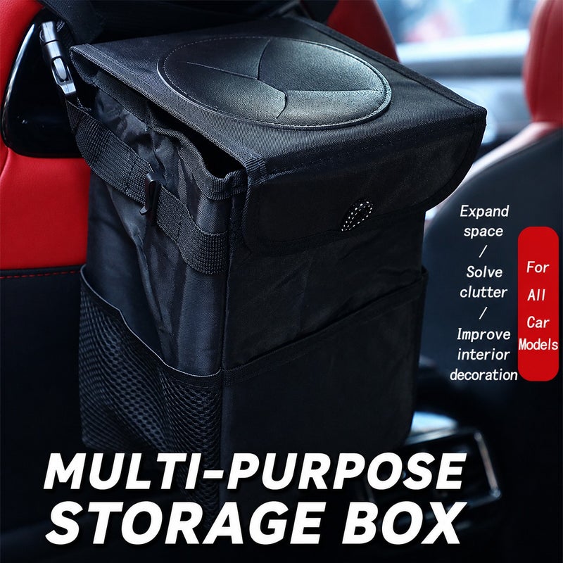 general Car Trash Can, Multifunctional, Washable Oxford Cloth, Foldable, Hanging, Flip Lid, Waterproof Car Storage  Organizer - Image 2