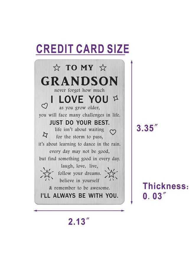 TANWIH Grandson Encouragement Greeting Card, Grandson Gradutaion Cards, Christmas Gifts, Metal Engraved Card - I'll Always Be with You - Image 5