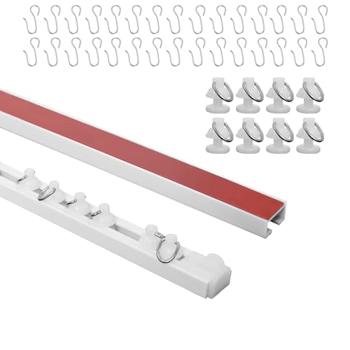 Wadoy Self Adhesive Curtain Track,9.8FT Ceiling Curtain Track No Drill,Curtain Track Ceiling Mount, Curtain Track for RV,Trailer,Home - Image 1