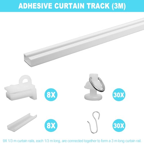 Wadoy Self Adhesive Curtain Track,9.8FT Ceiling Curtain Track No Drill,Curtain Track Ceiling Mount, Curtain Track for RV,Trailer,Home - Image 4