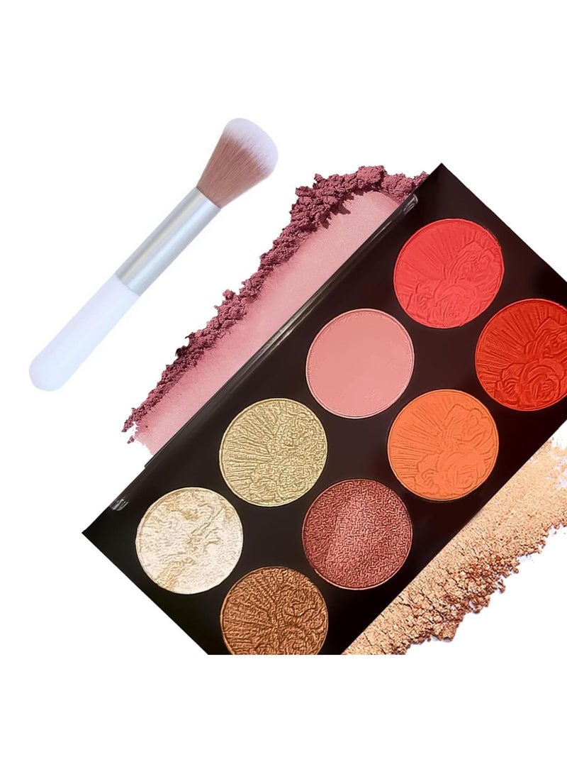 KASTWAVE Powder Blush Palette, 8 Colour Blushers for Cheeks Make Up Palette Face Makeup Contour Palette Long - Image 1