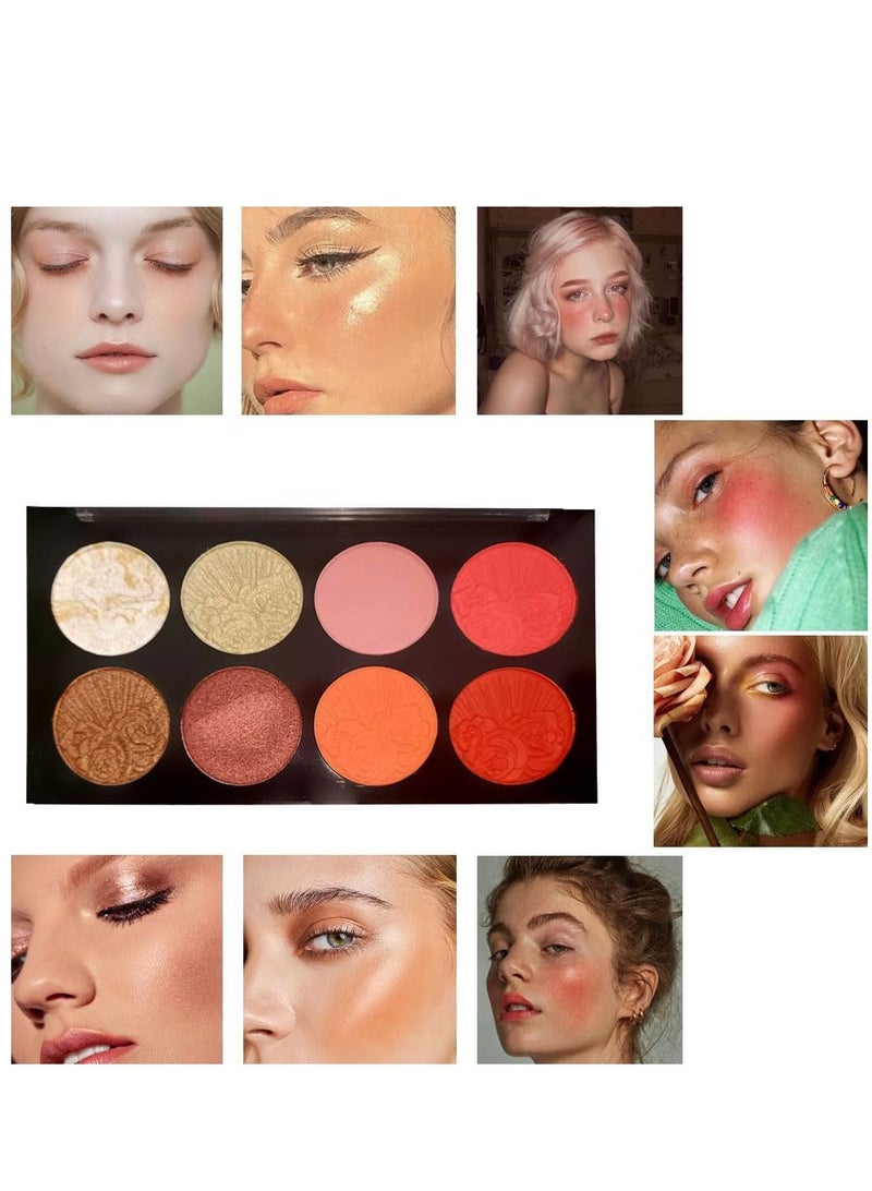 KASTWAVE Powder Blush Palette, 8 Colour Blushers for Cheeks Make Up Palette Face Makeup Contour Palette Long - Image 4