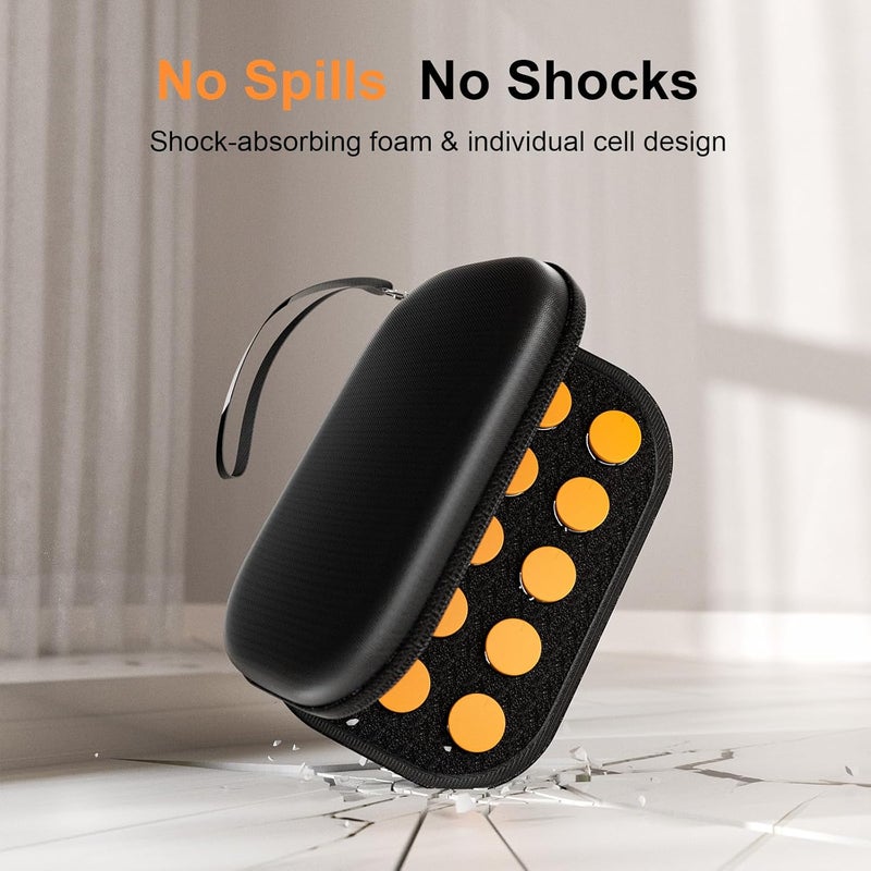 ProCase 15 Slots Insulin Vial Holder for Fridge Peptide Travel Storage Hard Carrying Case for Standard 10ml U100 Vials Bottles Diabetic Supplies Kits Organizer Container with Hand Strap Black - Image 5