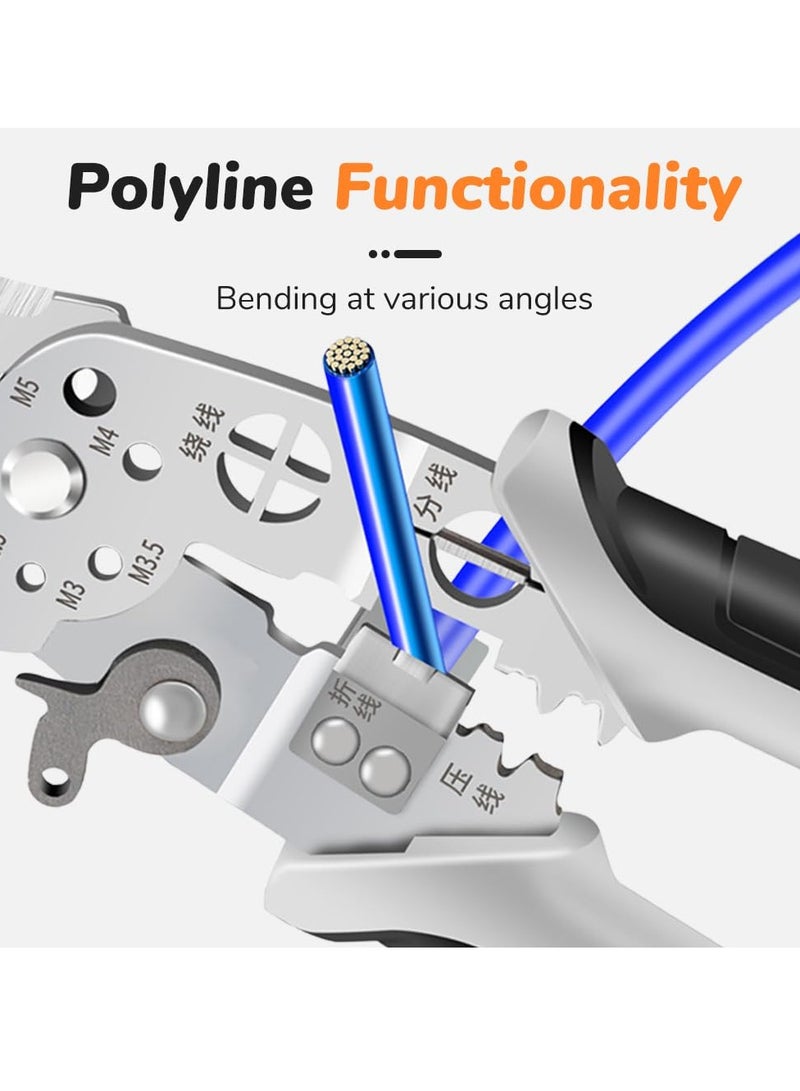 2024 New Upgrade CRV Multifunctional Wire Stripper Crimper Cable Cutter Pliers Professional Wire Stripping Tool with Wire Stripper Crimper Side Cutter Insulation Wire Stripping Crimping Pliers Tool - Image 4