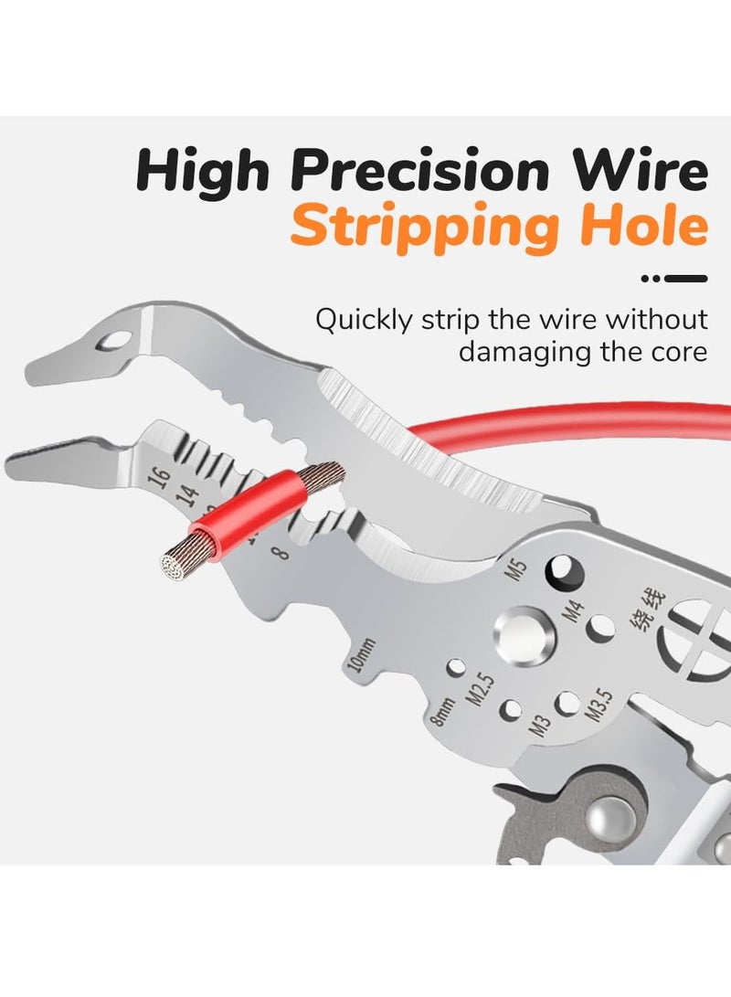 2024 New Upgrade CRV Multifunctional Wire Stripper Crimper Cable Cutter Pliers Professional Wire Stripping Tool with Wire Stripper Crimper Side Cutter Insulation Wire Stripping Crimping Pliers Tool - Image 2