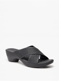 Le Confort Women's Laser Cut Detail Slip-On Cross Strap Sandals  - Image 1