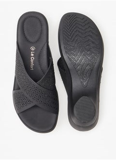 Le Confort Women's Laser Cut Detail Slip-On Cross Strap Sandals  - Image 4