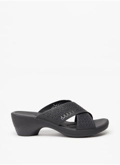 Le Confort Women's Laser Cut Detail Slip-On Cross Strap Sandals  - Image 3
