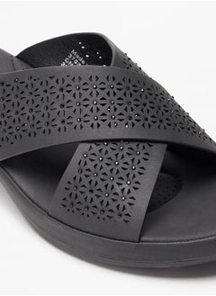 Le Confort Women's Laser Cut Detail Slip-On Cross Strap Sandals  - Image 5