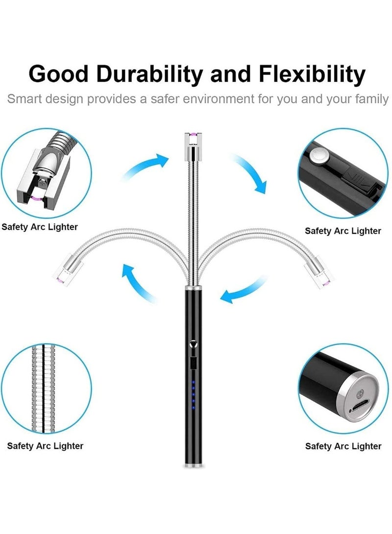 HOMESTAR 【Extended Pulse Ignition Gun】Kitchen Arc Lighter For Incense/Candle/Gas/Natural Gas | 360° Free Rotation Seamless Steel Hose | Lithium Battery USB Charging Long Endurance | 10 Safety Protections | Windproof & Leakage Protection | Visible Power Display | Household & Commercial Multi-Use Lighter - Image 3