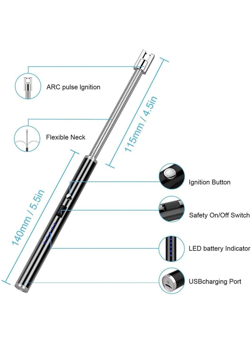 HOMESTAR 【Extended Pulse Ignition Gun】Kitchen Arc Lighter For Incense/Candle/Gas/Natural Gas | 360° Free Rotation Seamless Steel Hose | Lithium Battery USB Charging Long Endurance | 10 Safety Protections | Windproof & Leakage Protection | Visible Power Display | Household & Commercial Multi-Use Lighter - Image 2