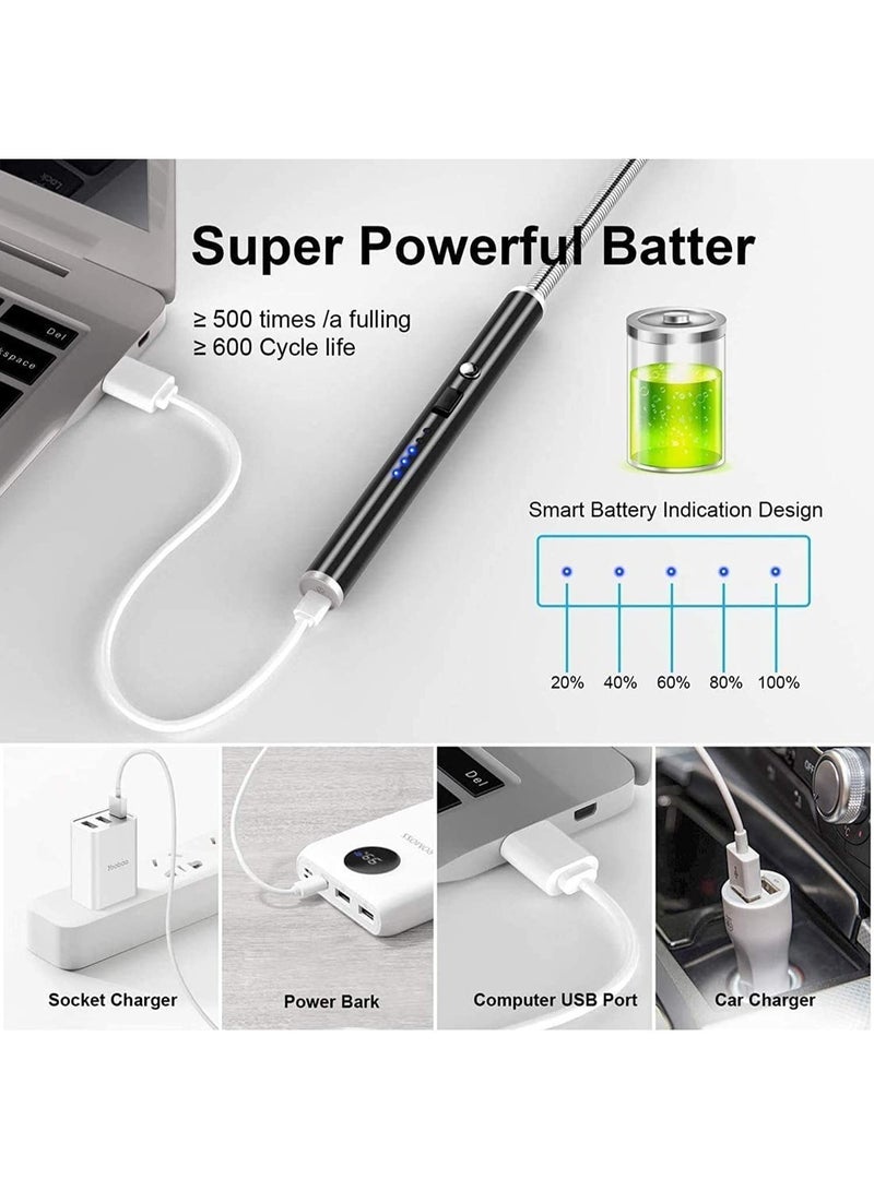 HOMESTAR 【Extended Pulse Ignition Gun】Kitchen Arc Lighter For Incense/Candle/Gas/Natural Gas | 360° Free Rotation Seamless Steel Hose | Lithium Battery USB Charging Long Endurance | 10 Safety Protections | Windproof & Leakage Protection | Visible Power Display | Household & Commercial Multi-Use Lighter - Image 5