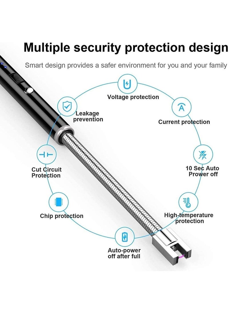 HOMESTAR 【Extended Pulse Ignition Gun】Kitchen Arc Lighter For Incense/Candle/Gas/Natural Gas | 360° Free Rotation Seamless Steel Hose | Lithium Battery USB Charging Long Endurance | 10 Safety Protections | Windproof & Leakage Protection | Visible Power Display | Household & Commercial Multi-Use Lighter - Image 4