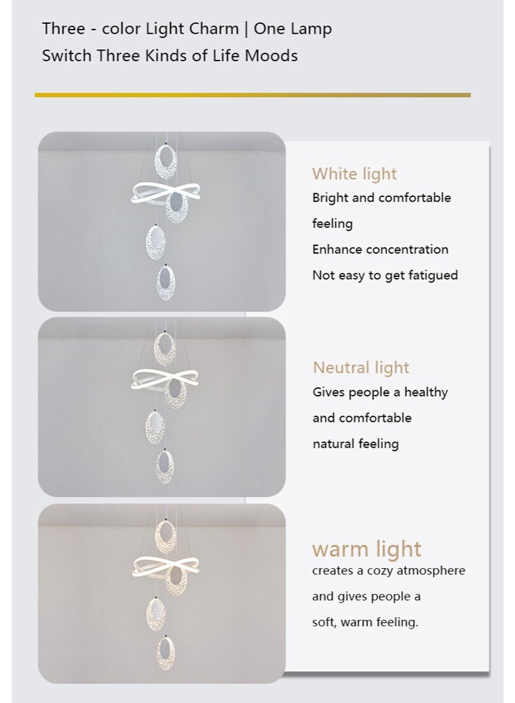 A fashionable LED pendant light with 4 pie-shaped lamp heads, available in three light colors and with adjustable height. Suitable for living rooms, dining rooms, bedrooms and living areas. - Image 2