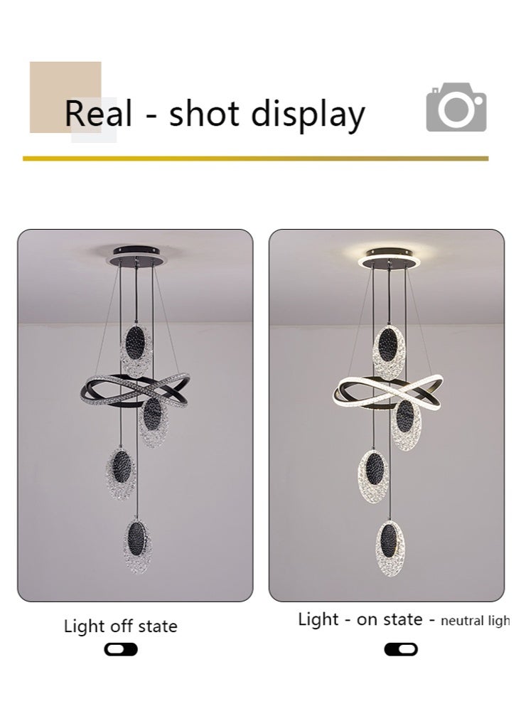 A fashionable LED pendant light with 4 pie-shaped lamp heads, available in three light colors and with adjustable height. Suitable for living rooms, dining rooms, bedrooms and living areas. - Image 3