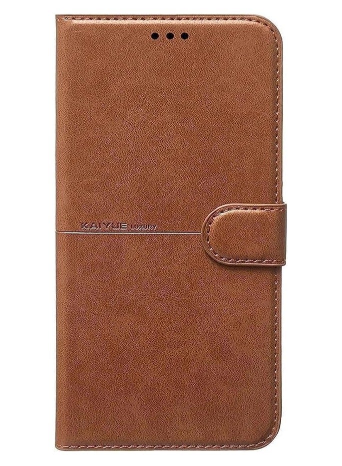 Leather case with front and back, leather snap closure, compatible with Xiaomi Redmi Note 10 Pro
