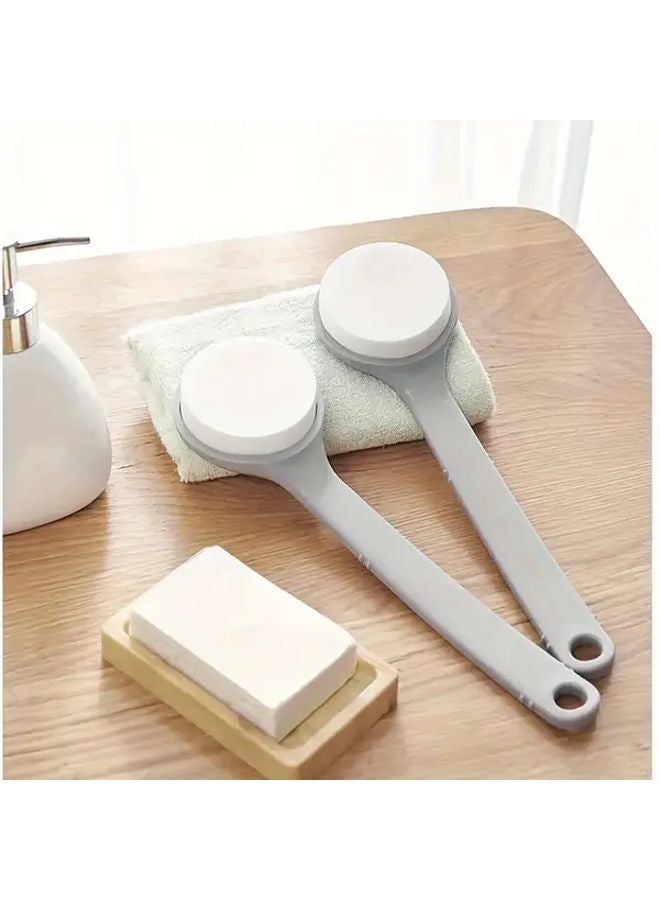 White Soft Bristle Foam Bath Brush Manual Body Scrubber Massage Dragon Horn Design - Image 1