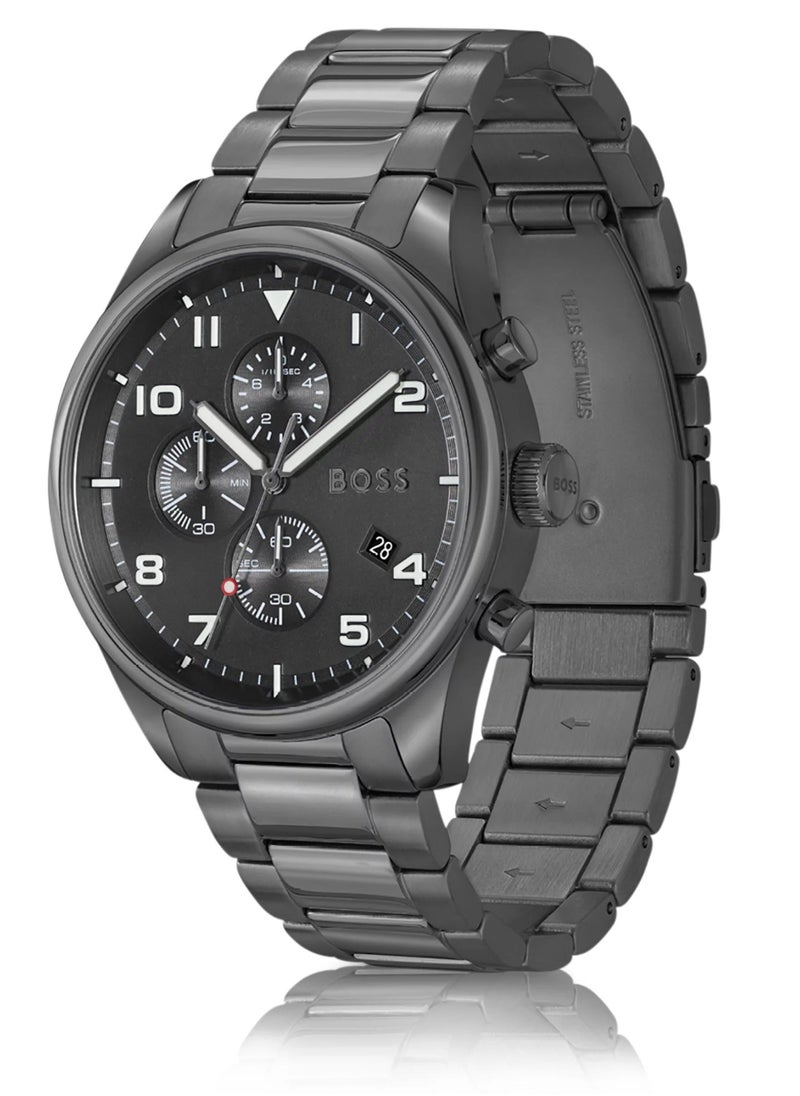 HUGO by Hugo Boss Grey-plated Chronograph Watch With Black Dial 1513991 - pzsku/Z1ACFEBFBFFD7A98AB122Z/45/_/1730961158/d1c88567-d5de-4c67-bfb1-3ae1a42417d9