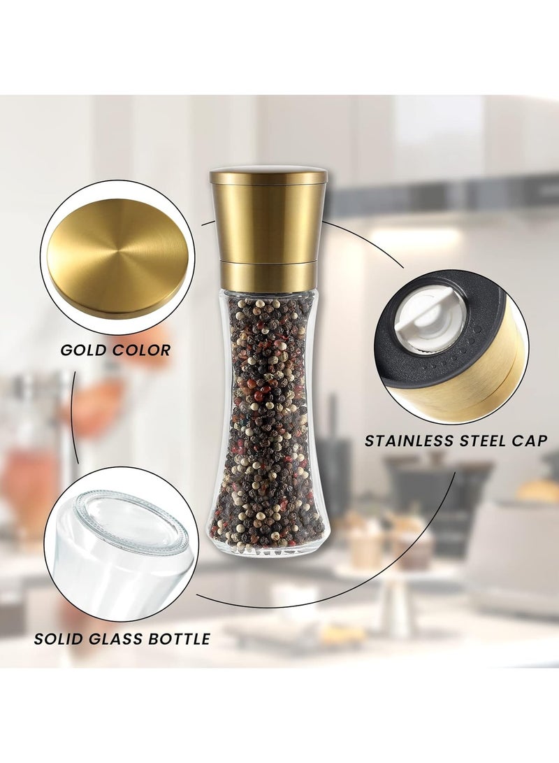 عام مجموعة مطحنة الملح والفلفل من الفولاذ المقاوم للصدأ مع محدد سيراميك قابل للتعديل للخشونة، مطحنة ملح وفلفل الأسود. - Image 3