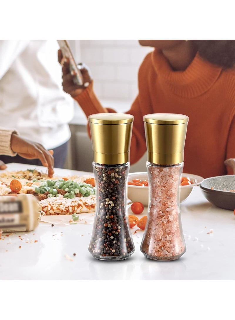 عام مجموعة مطحنة الملح والفلفل من الفولاذ المقاوم للصدأ مع محدد سيراميك قابل للتعديل للخشونة، مطحنة ملح وفلفل الأسود. - Image 2