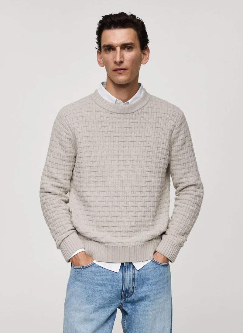 Mango Man Essential Crossed Knit Sweater