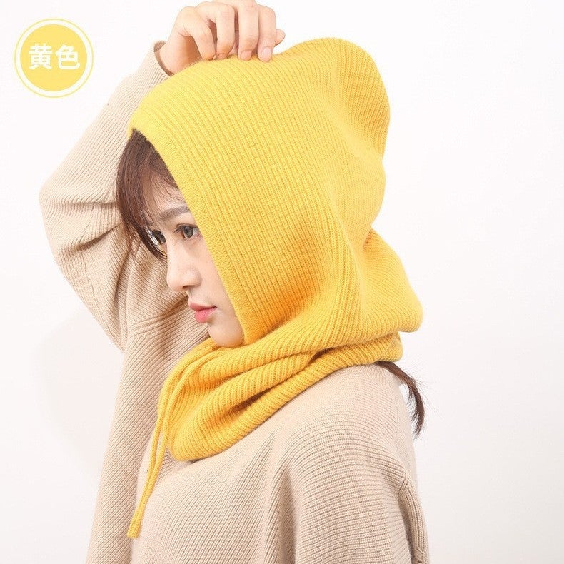 Hat Thickened Warm Knitted Woolen Hat Ear Protection Neck Scarf All-In-One Multi-Functional Hood - Image 3