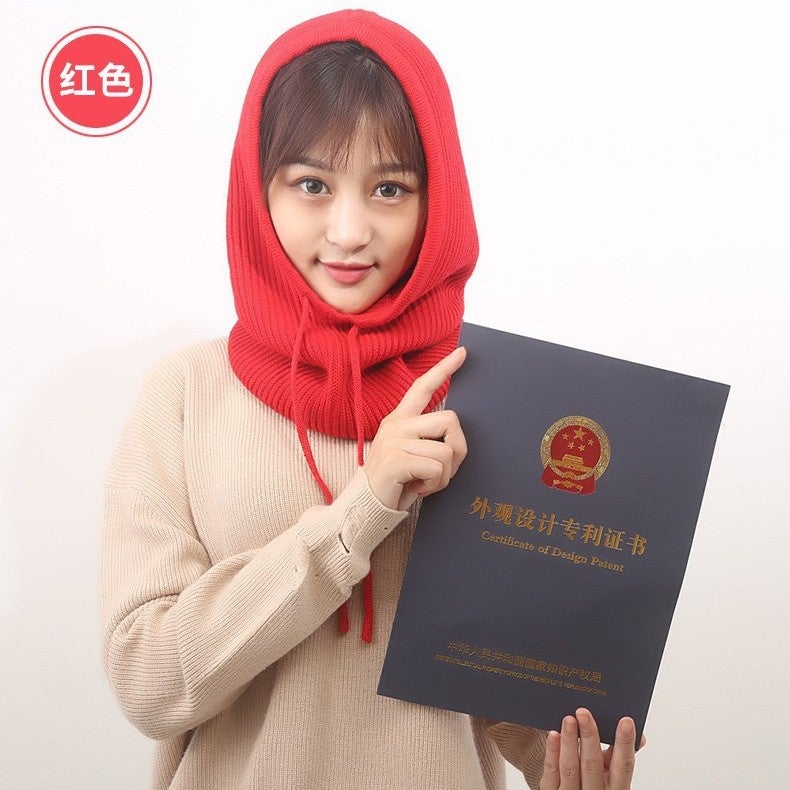 Hat Thickened Warm Knitted Woolen Hat Ear Protection Neck Scarf All-In-One Multi-Functional Hood - Image 2