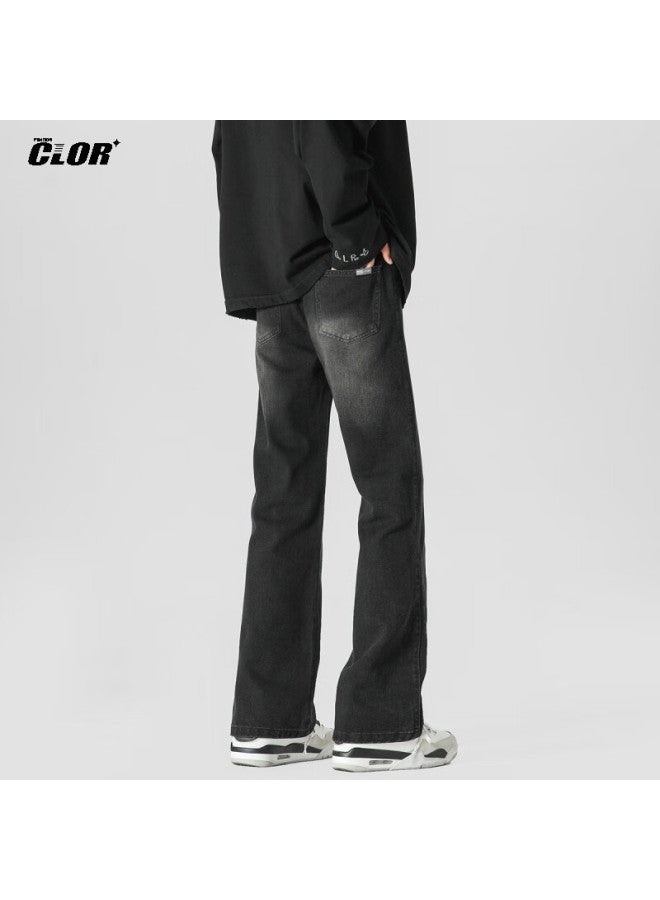 Clor Men's Spring And Summer Straight-leg Jeans American Style Vintage Loose Casual Flared Pants Nz08 Black 2XL - Image 3