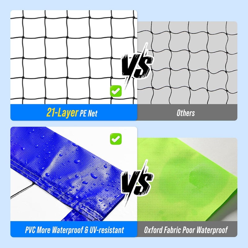 Patiassy Portable Volleyball Net Set for Backyard, Beach & Outdoor - Regulation Size, Height-Adjustable Poles, PU Volleyball with Pump, Carrying Bag - Image 3