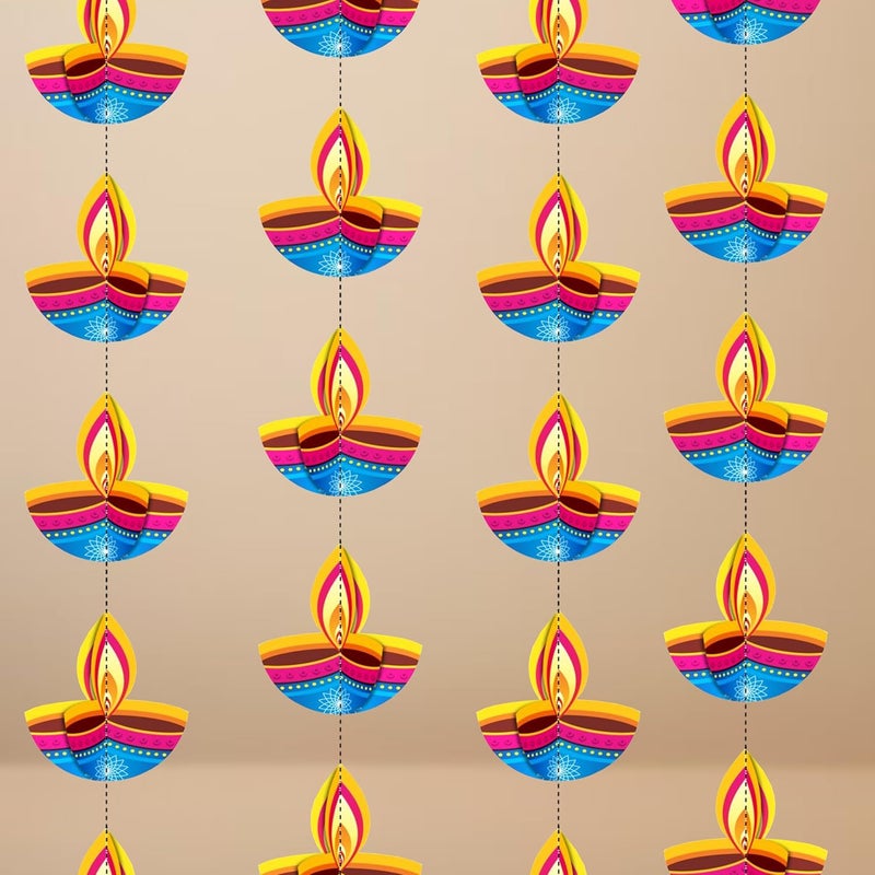 TOYXE 40525 "3 D" Deepak Frills, Garland,Series, ladi, for Parties, Diwali Decoration (Pack of 4) - Image 4