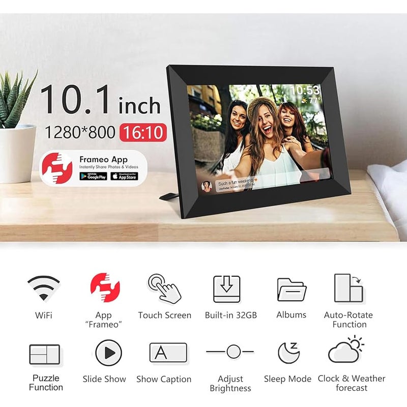 اطار صور رقمي ذكي 10.1 انش بتقنية واي فاي 1280x800 IPS LCD تعمل باللمس، دوران تلقائي للصورة والمناظر الطبيعية، ذاكرة مدمجة 32GB، مشاركة اللحظات على الفور عبر تطبيق فراميو من اي مكان - Image 4