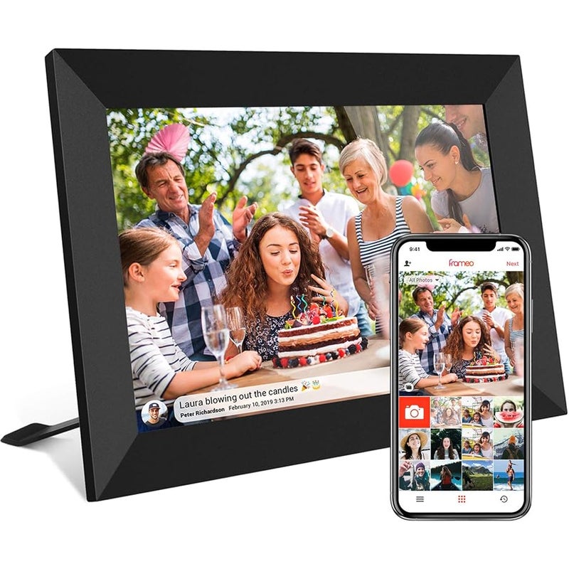 اطار صور رقمي ذكي 10.1 انش بتقنية واي فاي 1280x800 IPS LCD تعمل باللمس، دوران تلقائي للصورة والمناظر الطبيعية، ذاكرة مدمجة 32GB، مشاركة اللحظات على الفور عبر تطبيق فراميو من اي مكان - Image 1