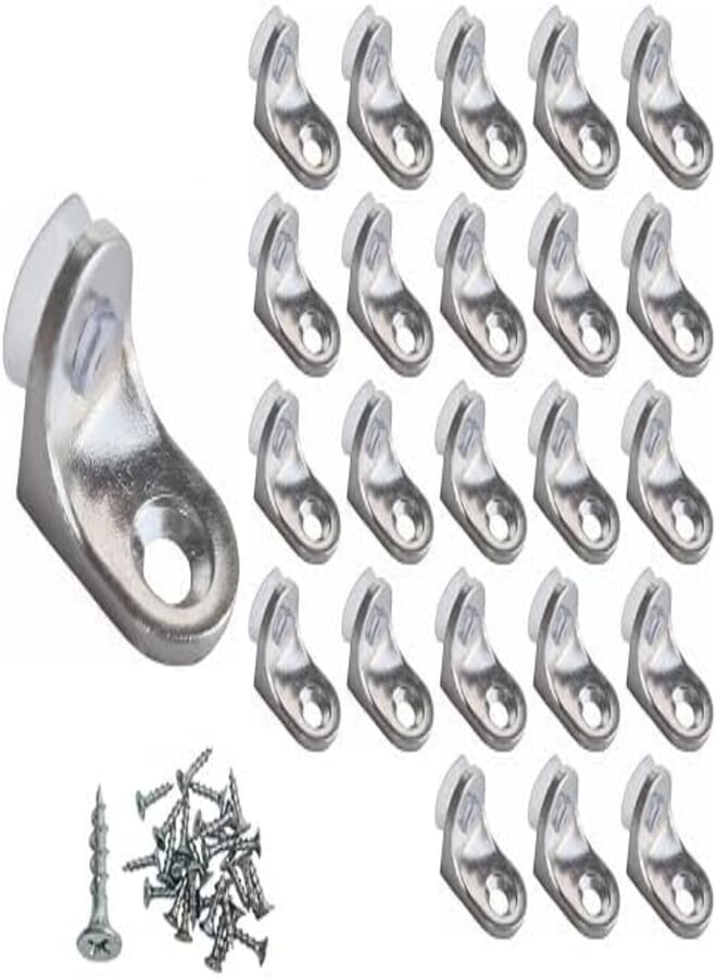 24 Corner Glass with Rubber Suction + 24 Screws 1.8cm Furniture Corner Glass Shelf Holder Wood Cantilever Shelf Brackets