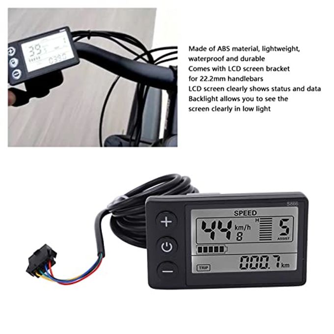 Goshyda S866 Bike Computer, Electric Display Lcd Meter, 24V 36V 48V Electric Scooter Control Panel With Plug, Bike Speedometer Odometer, Black, For 22.2Mm/0.9In Handlebars - Image 3