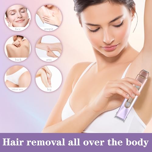 WNJ 2 in 1 Women Electric Shaver - Dual Head Bikini Trimmer - IPX7 Waterproof - Wet & Dry Use - Body Hair Trimmer and Facial Hair Remover for Bikini, Underarm Leg, Private Area, Arm, Body, Face - Image 3