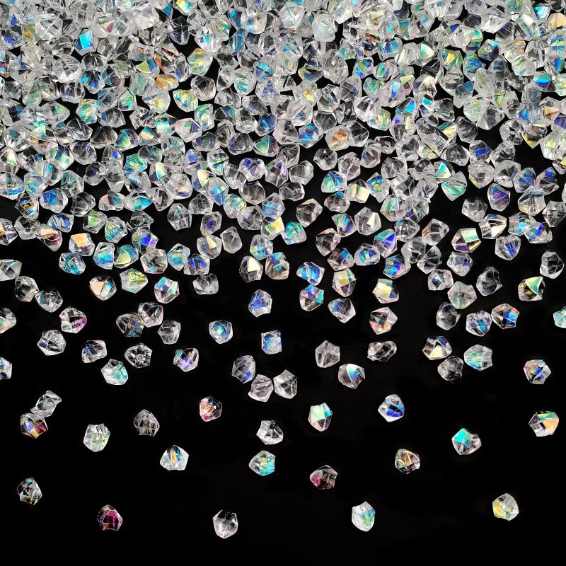 LYFJXX Iridescent Vase Filler, 1400 PCS 6 * 9 mm Acrylic Ice Cubes Acrylic Gem Plastic Diamonds Acrylic Table Centerpiece - Image 5