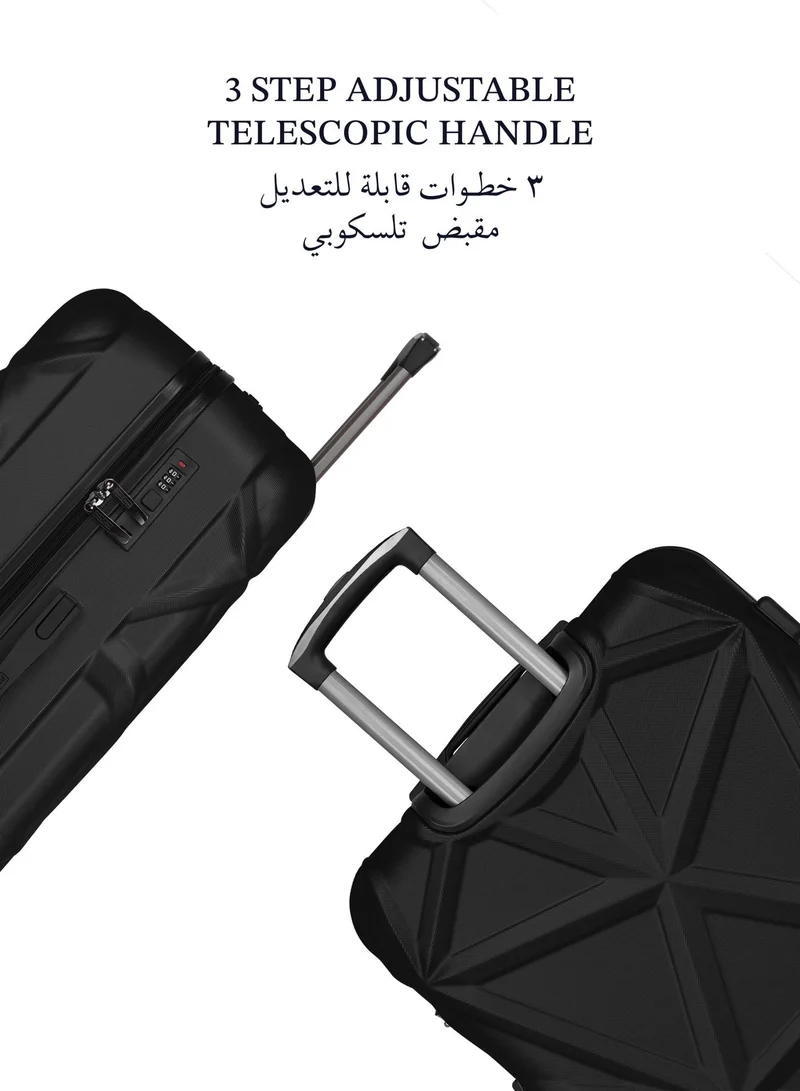 بارا جون Matrix 20-Inch Small ABS Hard Case Cabin Luggage Trolley Bag with 8 Spinner Wheels and Lock – Black