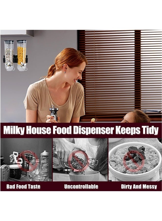 عربست موزع / موزع حبوب مثبت على الحائط / موزع رقائق الذرة / موزع مزدوج وثلاثي للموسلي ورقائق الذرة والحبوب والأطعمة الجافة - فضي - Image 4