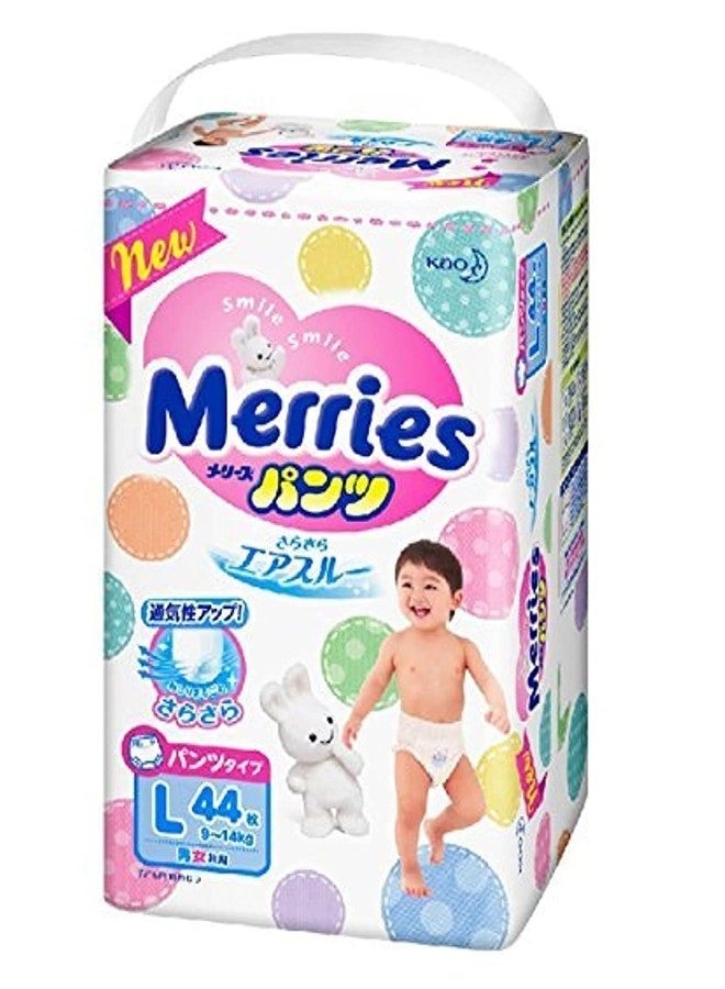 Merries KAO Diapers Merries Sarasara Air Through Pants L-Size ( 9~14kg) 44sheets, Parallel Import Product, Made in Japan - Image 1