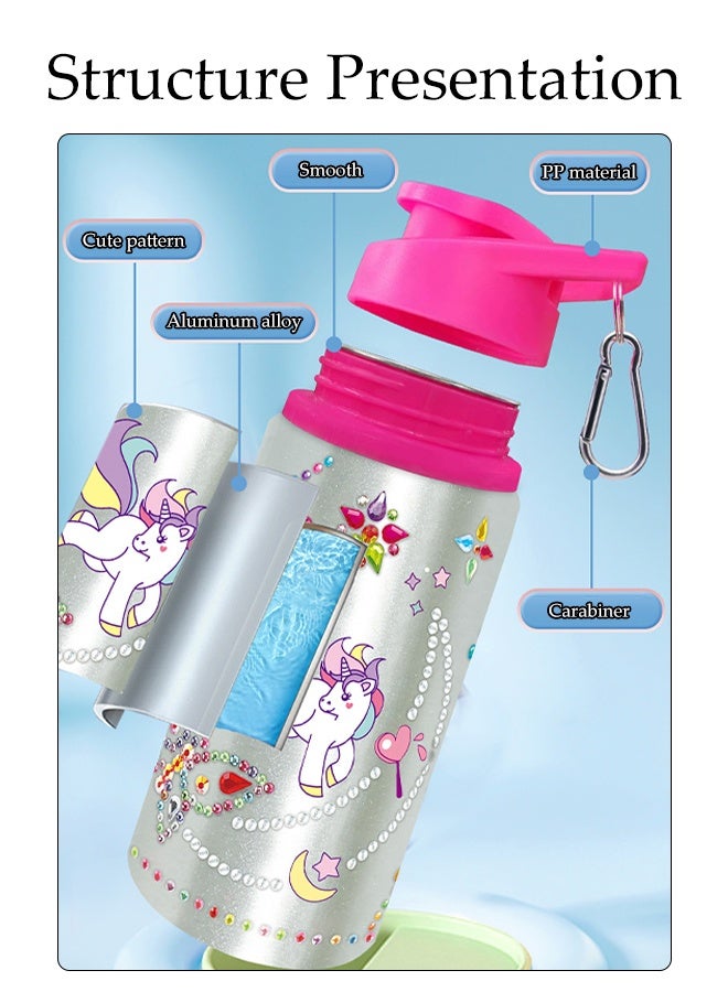 DUNISO Decorate Your Own Water Bottle Kit Gem Diamond Painting Arts and Crafts Toys Gifts for Ages 3+ Fun Diamond Painting Art Gem Stickers Craft Girls Aluminum Alloy Water Bottle Arts Crafts for Girls - Image 3