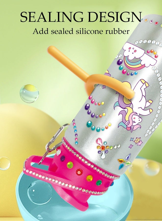 DUNISO Decorate Your Own Water Bottle Kit Gem Diamond Painting Arts and Crafts Toys Gifts for Ages 3+ Fun Diamond Painting Art Gem Stickers Craft Girls Aluminum Alloy Water Bottle Arts Crafts for Girls - Image 5