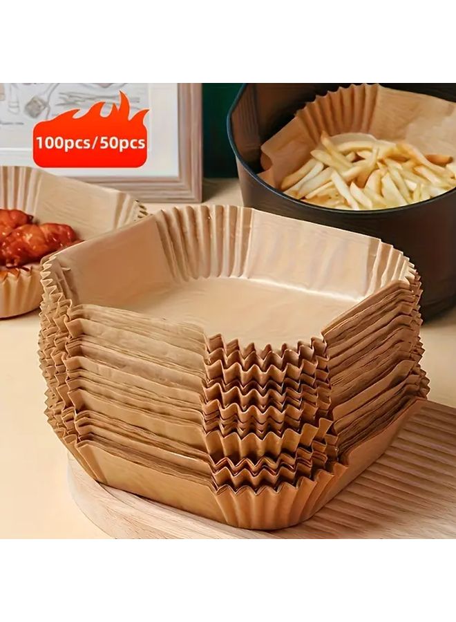 50 Pieces Air Fryer Square Oil Absorbing Paper Non Stick Greaseproof Liner High Temperature Resistant Food Grade Reusable Baking Accessories For Home Use - Image 2