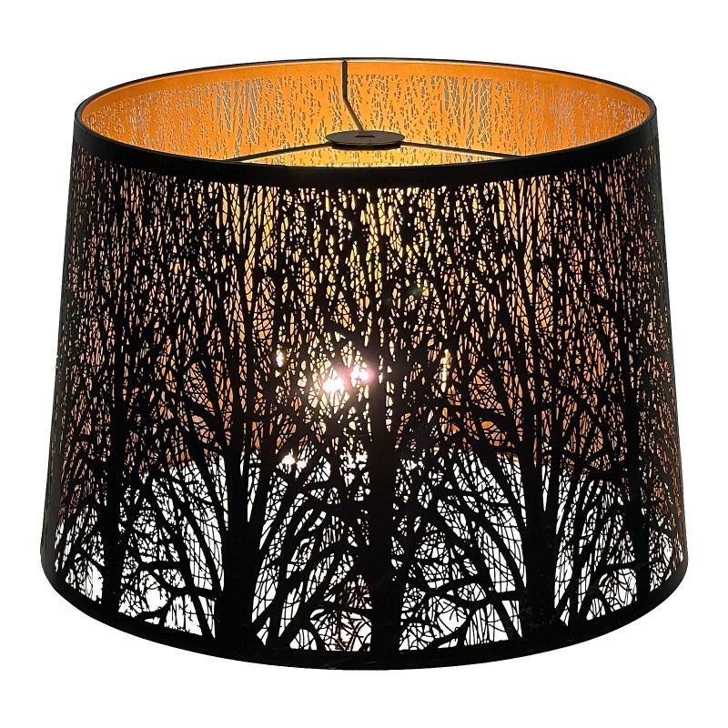 ALUCSET Large Lamp Shade for Table Lamp and Floor Light, 12x14x10 inch Large Lamp with Pattern of Trees, Black Metal Etching Process Spider - Image 1